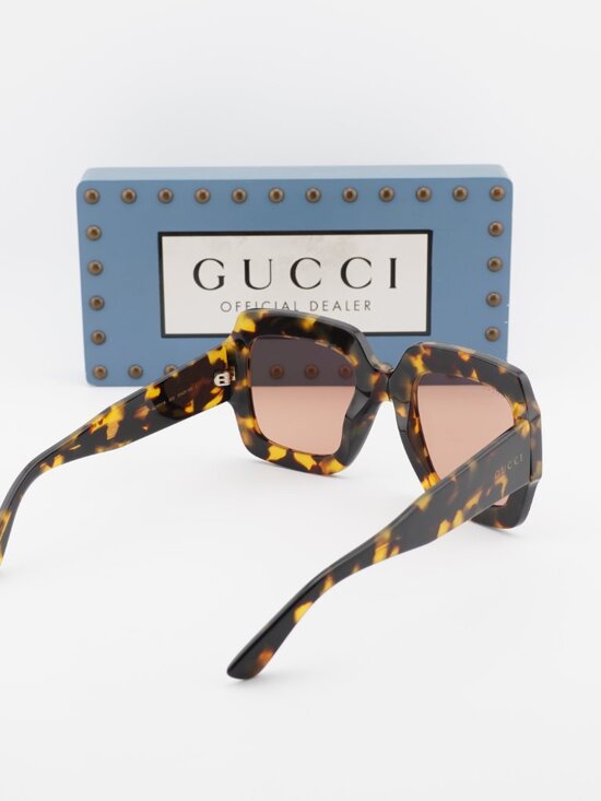 Gucci GG1111S 003 Square Sunglasses - Havana/Red main image 4